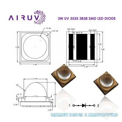 UVA UVB UVC UV LED চিপ 365nm 385nm 395nm 3535 3838 6868 2828 1616 UV LED