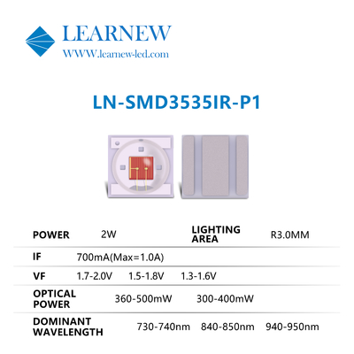 3535 2w 730nm 950nm আইআর এলইডি চিপস আইআর সিরিজের জন্য সুপার পাওয়ার সহ দীর্ঘ জীবনকাল