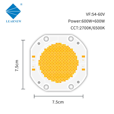 600w + 600w ডুয়াল কালার কোব এলইডি চিপ 7575 ডিমমেবল 2700-6500k 54v 60v ফটোগ্রাফি লাইটের জন্য