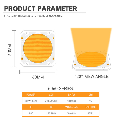 বাই রঙ 300W 6060 উচ্চ ক্ষমতা COB LED চিপ উচ্চ আউট সিনেমা আলো জন্য রাখা