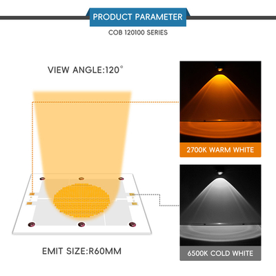 উচ্চ দক্ষতা LED চিপ 120100 আকার 2700k 6500k 1200w ফ্লিপ চিপ COB LED ল্যাম্প ফটোগ্রাফি আলো জন্য মণিকা