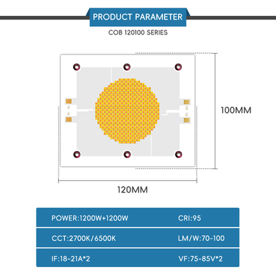 1000-1200W হোয়াইট টিসি 2700K/6500K 70-100V Ra95 নেতৃত্বাধীন কোব আলোর উৎস ফটোগ্রাফি লাইট জন্য