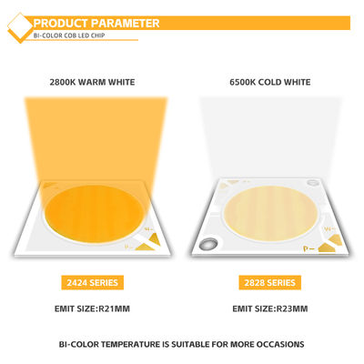 দ্বি-রঙের হাই সিআরআই সিওবি এলইডি 30W/40W/50W/80W 2in1 উষ্ণ সাদা এবং শীতল সাদা 2424 LED সিওবি চিপ