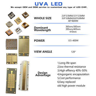 কাস্টমাইজযোগ্য UV LED চিপ SMD 3535 3838 8025 220-420nm 5-বছরের ওয়ারেন্টি
