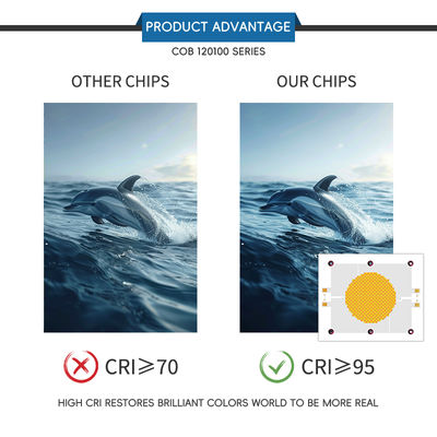 উচ্চ দক্ষতা সম্পন্ন COB LED চিপ, যা 10000 কর্মঘণ্টা চলে, 120° দেখার কোণ এবং মঞ্চ ও ফটোগ্রাফি লাইটের জন্য Algainp উপাদান সহ