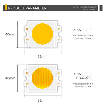 অনুজ্জ্বলযোগ্য 4055 COB LED চিপ বাইকালার দুটি রঙ CCT CRI95 600W 2700-6500K 40000LM ডাউনলাইট ফটোগ্রাফিক লাইট COB চিপ