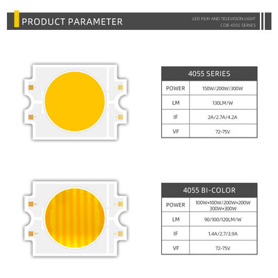 অনুজ্জ্বলযোগ্য 4055 COB LED চিপ বাইকালার দুটি রঙ CCT CRI95 600W 2700-6500K 40000LM ডাউনলাইট ফটোগ্রাফিক লাইট COB চিপ