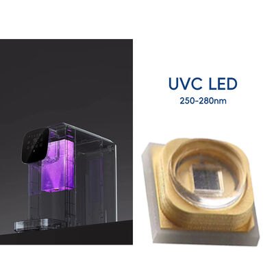 ১W ২২৫nm UVC পিক আপ ২৩৩.৮nm LED অপটিক্যাল পাওয়ার ২-৩mW ৬-৮V ১৫০mA SMD ৩.৮mm UV-C LED ডায়োড ৬০° ডোম লেন্স