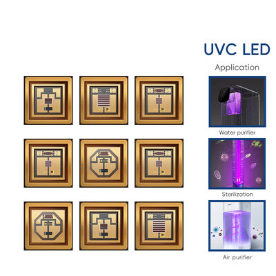 ১W ২২৫nm UVC পিক আপ ২৩৩.৮nm LED অপটিক্যাল পাওয়ার ২-৩mW ৬-৮V ১৫০mA SMD ৩.৮mm UV-C LED ডায়োড ৬০° ডোম লেন্স