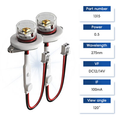 উচ্চ দক্ষতা ইকো মূল্য UV UV-C DC12V UVC 275nm LED মডিউল 0.5W 40mA IP68 DC24V জল বায়ু বিশুদ্ধকরণ 6-10mW