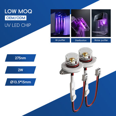 উচ্চ দক্ষতা ইকো মূল্য UV UV-C DC12V UVC 275nm LED মডিউল 0.5W 40mA IP68 DC24V জল বায়ু বিশুদ্ধকরণ 6-10mW
